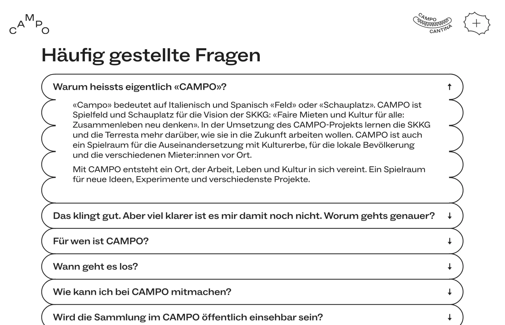 Screenshot CAMPO Webseite