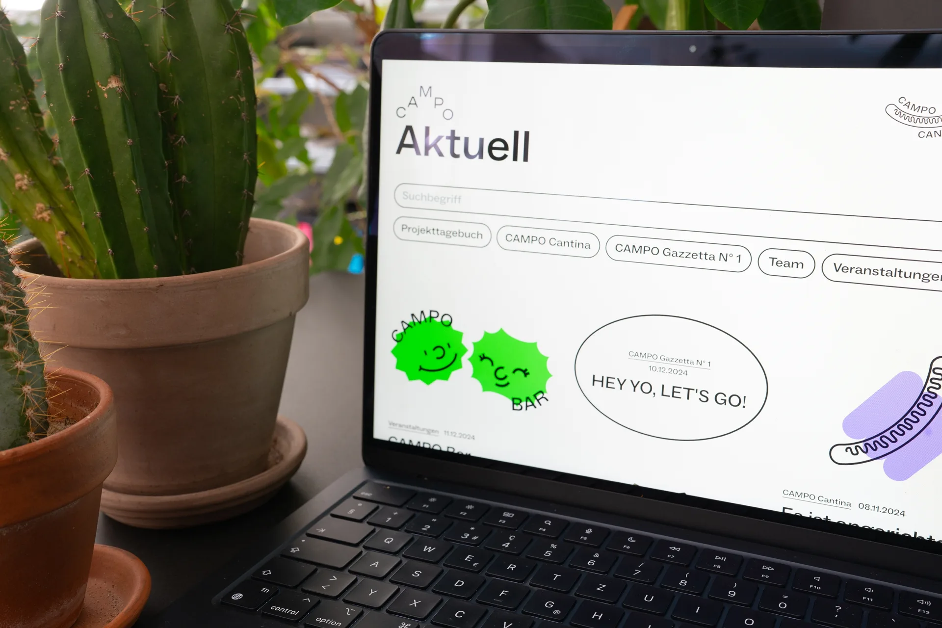 CAMPO-Website auf dem Laptop