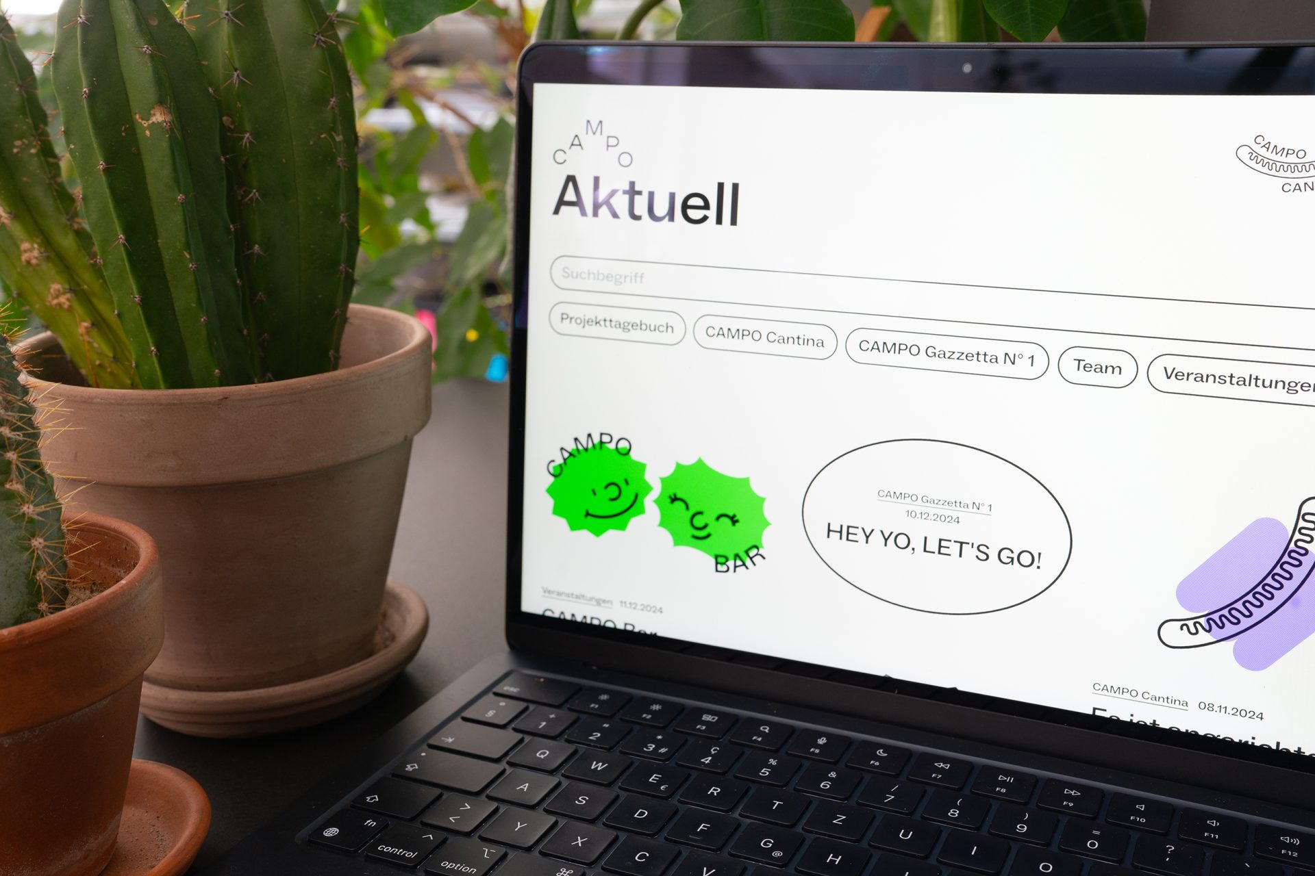 CAMPO-Website auf dem Laptop