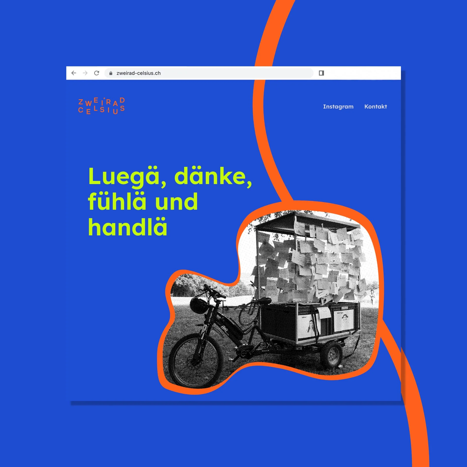 Zweirad Celsius Webseite illustriert.