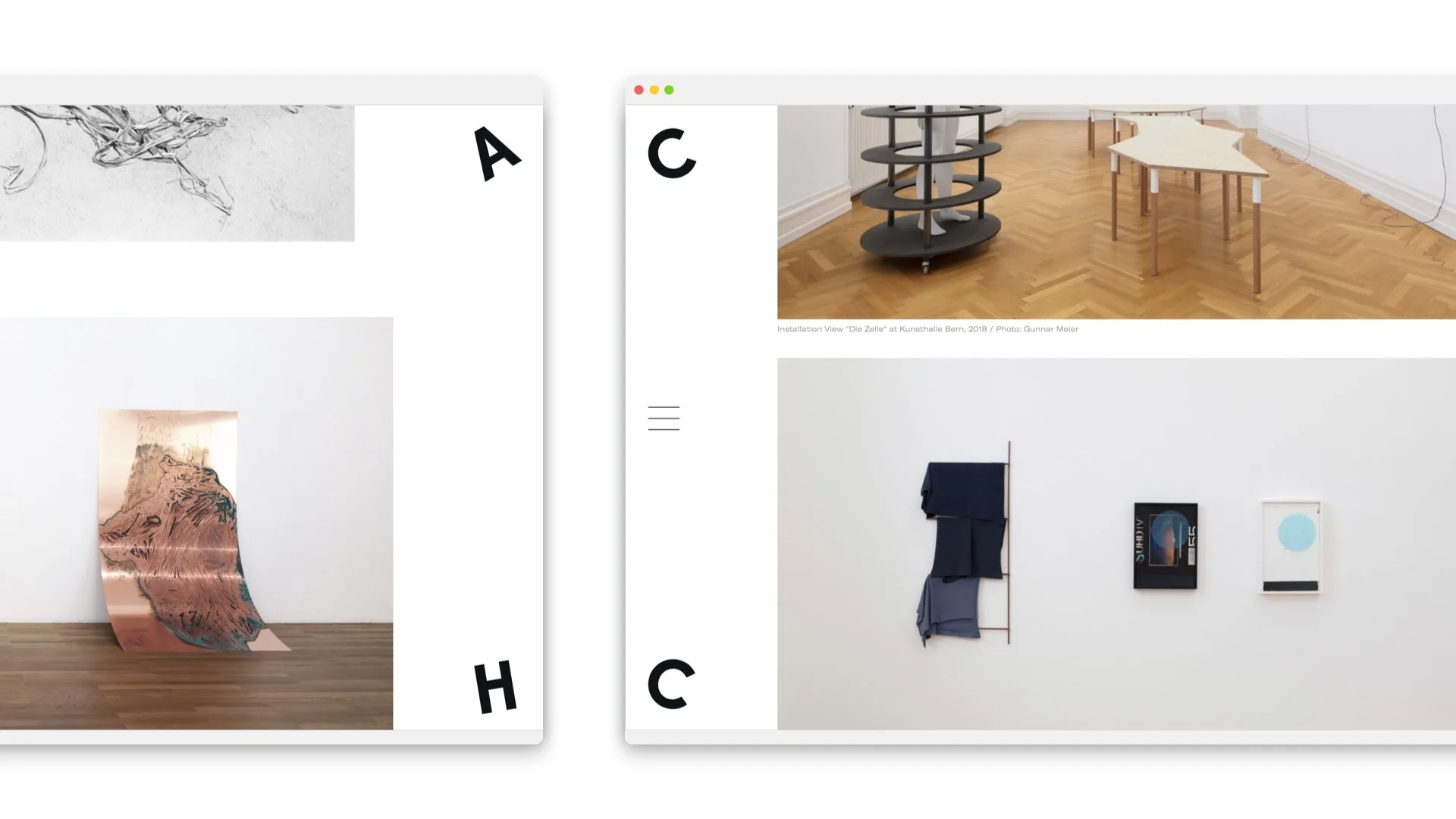 Zwei Screenshots der Webseite (angeschnitten)