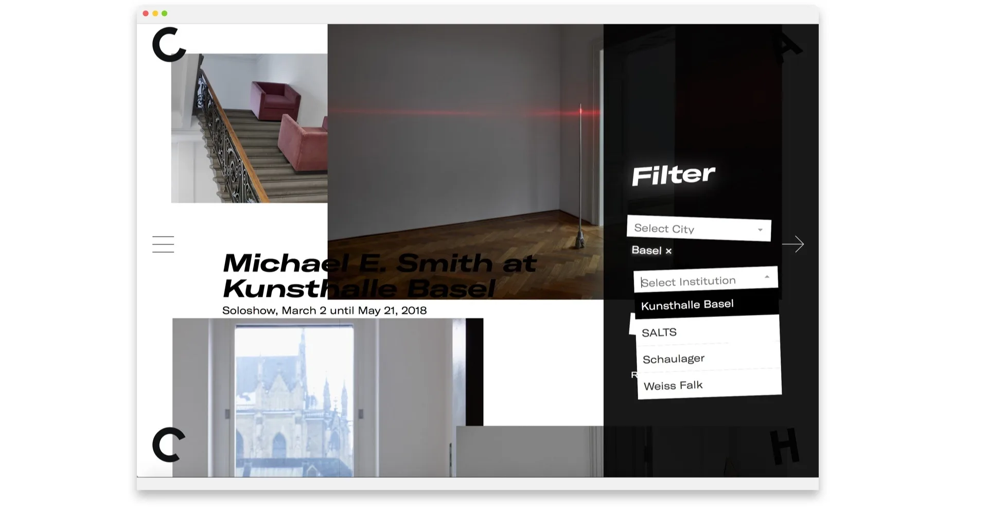 Screenshot der Webseite (Filteransicht)