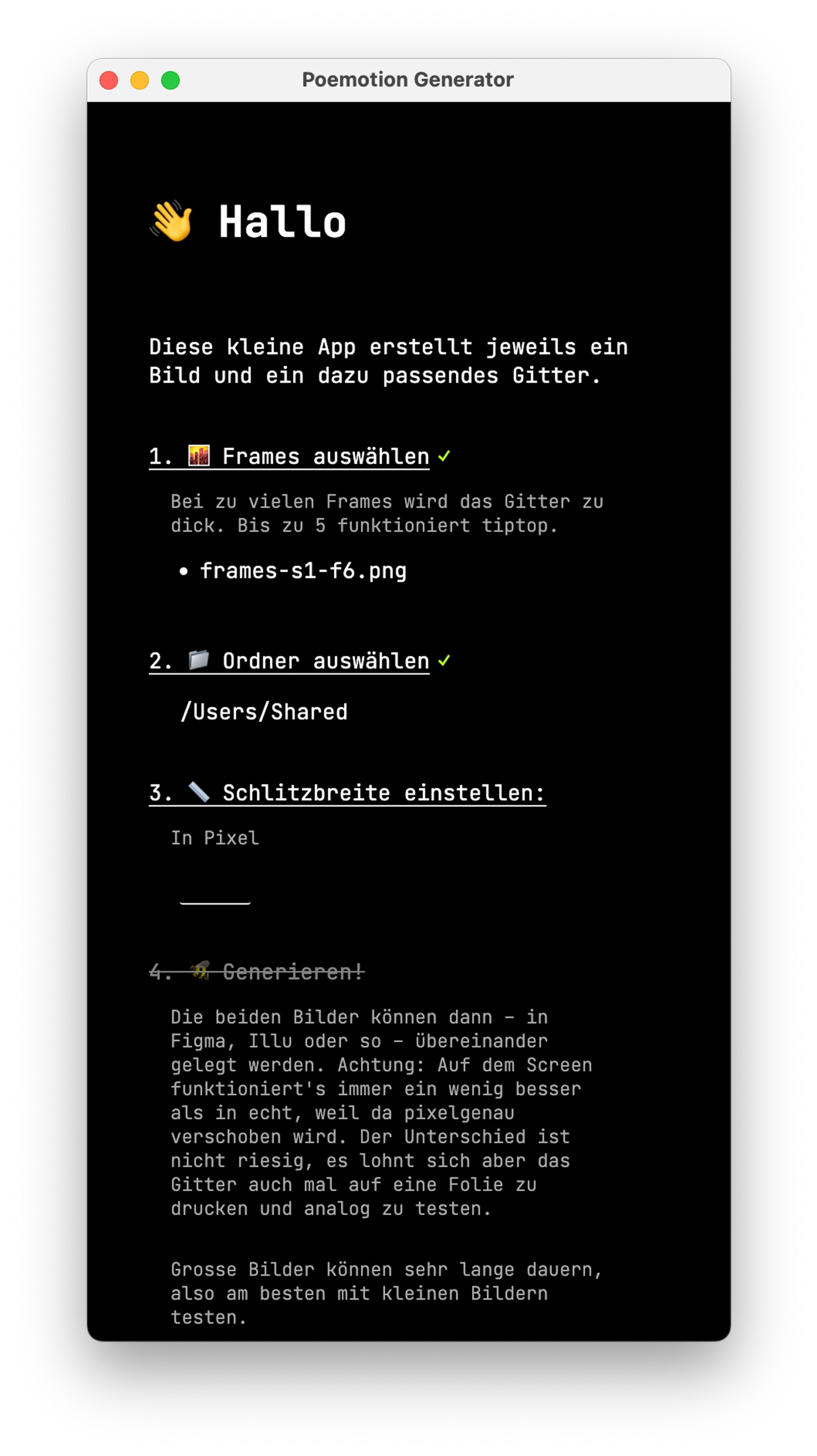 Ein Screenshot einer Applikation