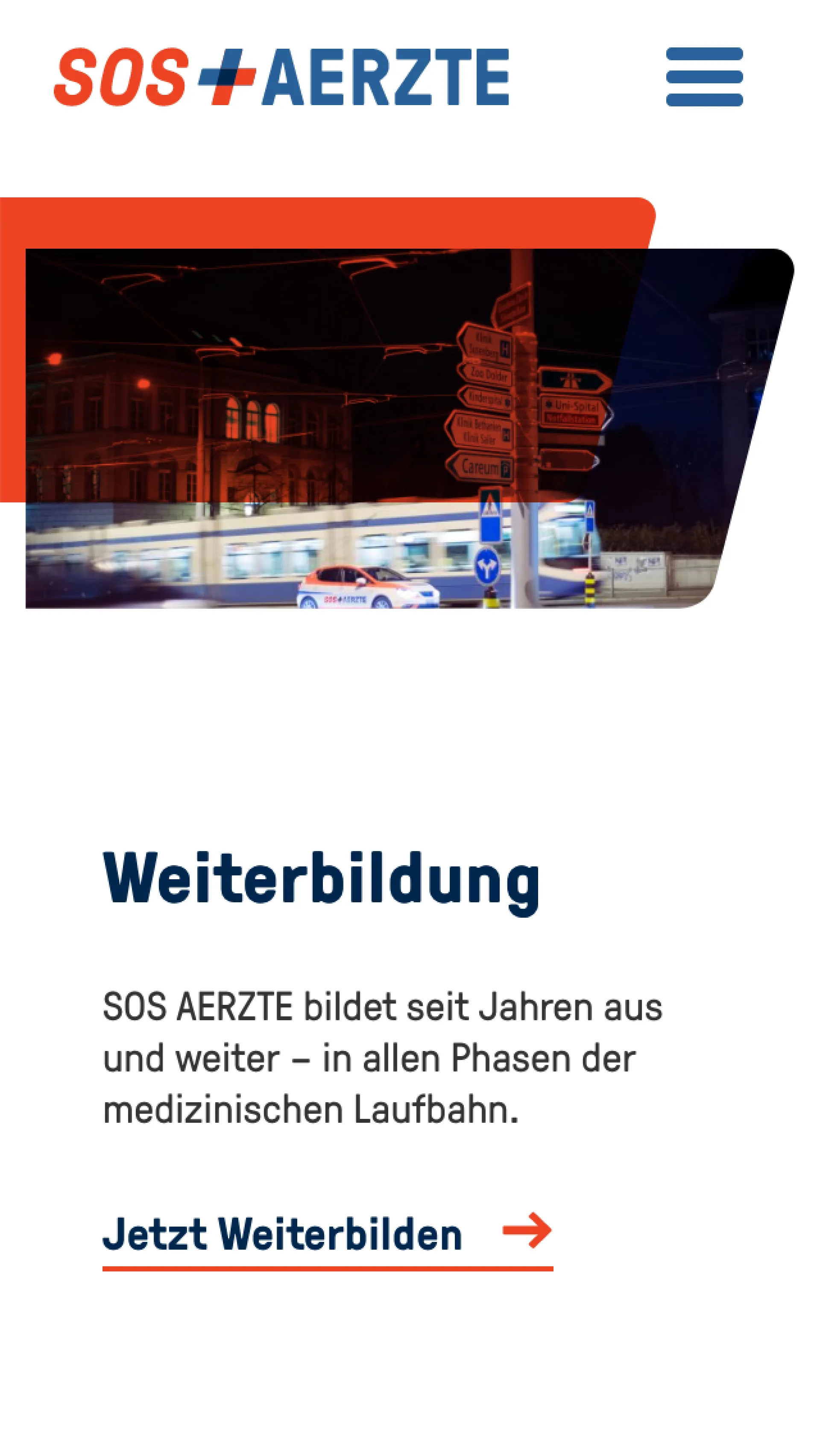 Mobile Ansicht der Webseite von SOS AERZTE