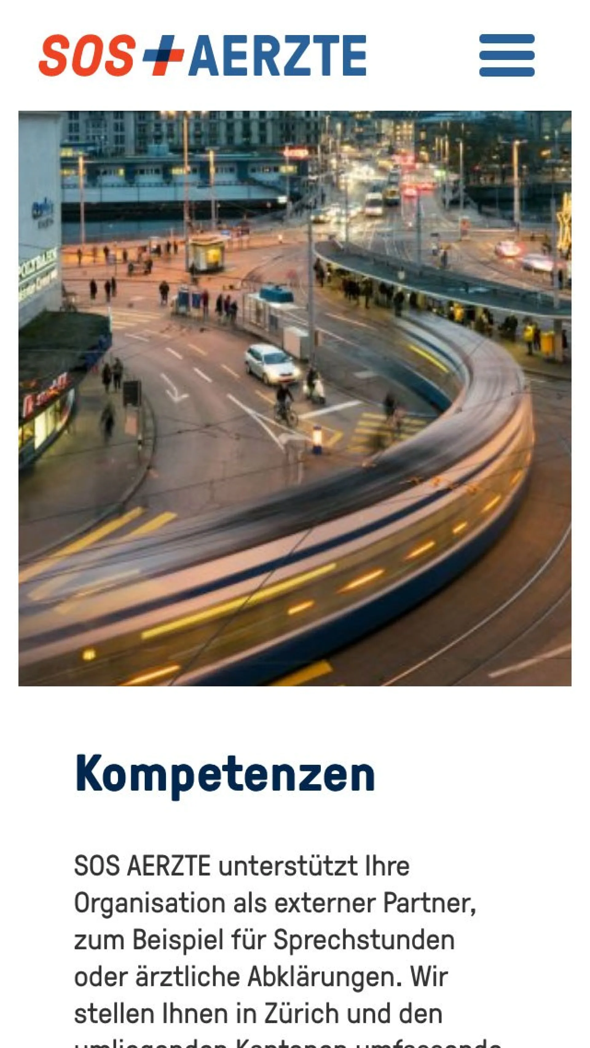 Mobile Ansicht der Webseite von SOS AERZTE