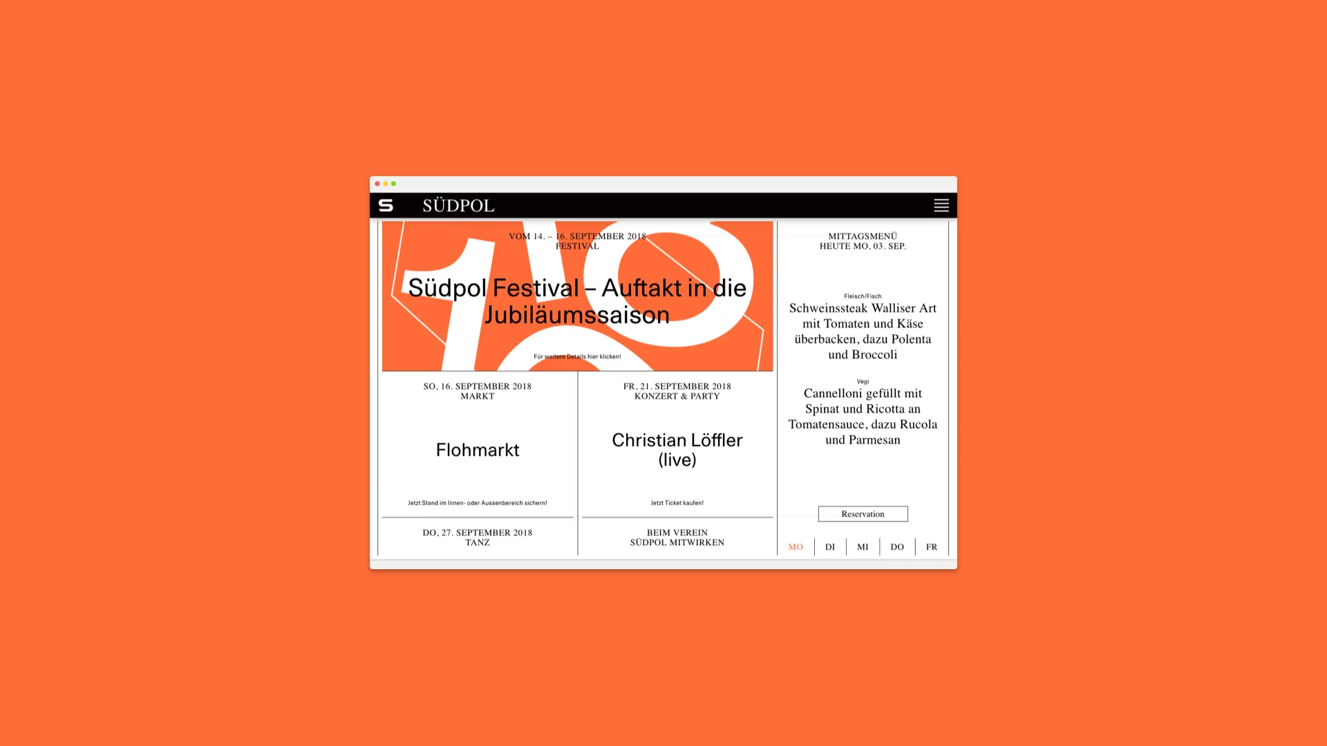 Screenshot der Homepage.